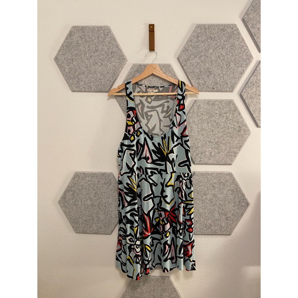 XL Vans Graffiti Artsy Blue Mini Dress